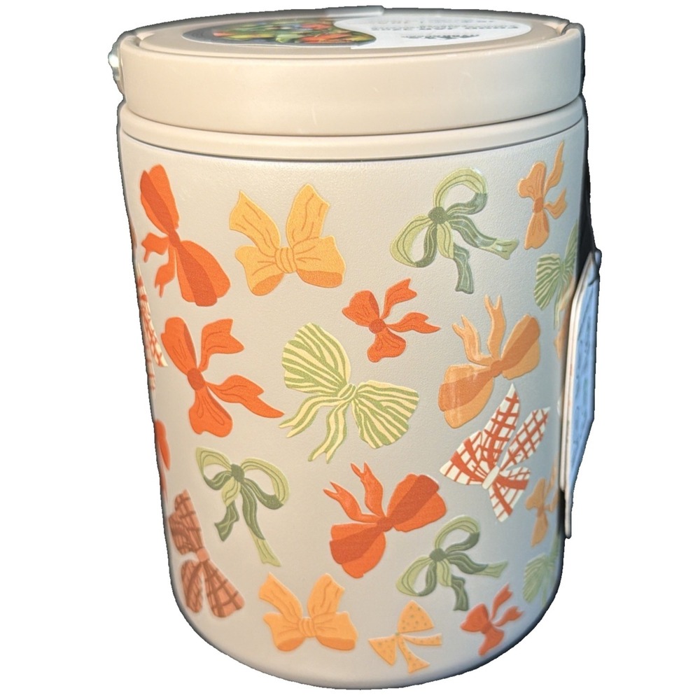 Hydrapeak Insulated Food Jar 32 oz Cream With Bows Peptide Storage Airtight NWT